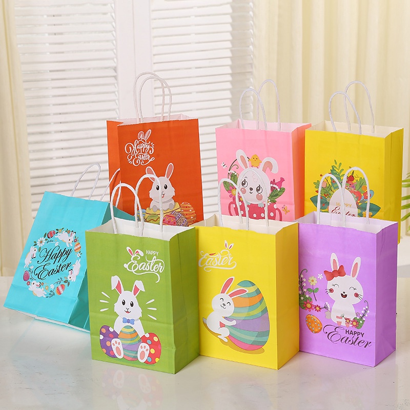 Paket Penyimpanan Mainan Alat Tulis Berkapasitas Besar Motif Kelinci Kraft Paper Bag Festival Hadiah Ulang Tahun Decor Paket Cookie Candy Snack Packing Pouch