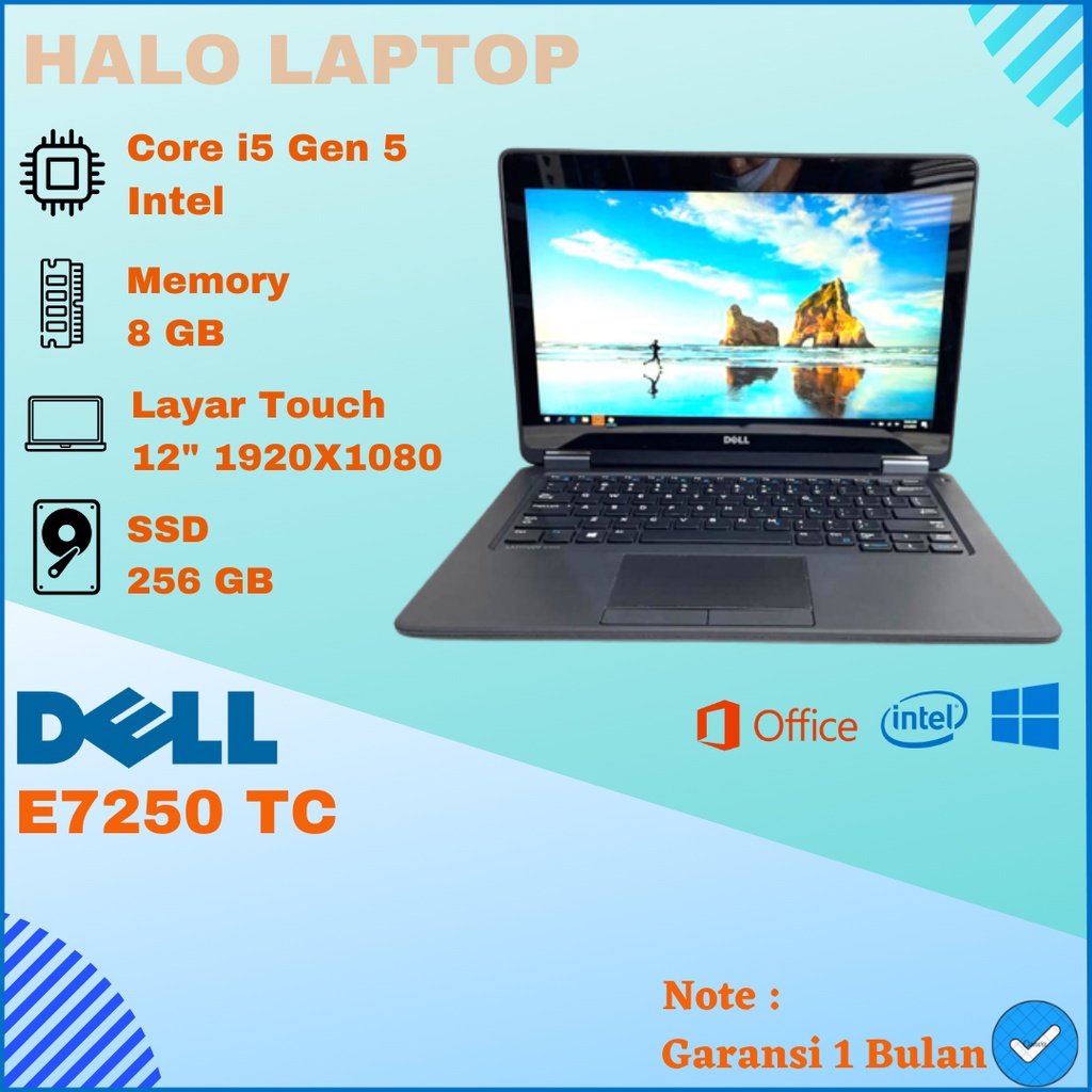 LAPTOP DELL LATITUDE E7250 CORE I5 GEN 5 TOUCHSCREEN SSD 256