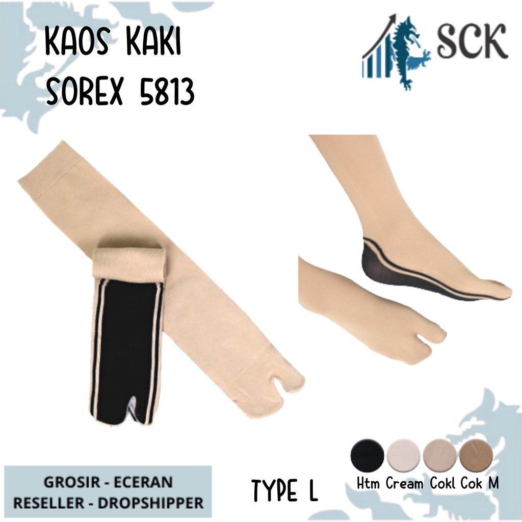 Kaos Kaki Sorex Wanita Muslimah Jempol K 5813 / Kaus Kaki Perempuan 2 Jari Selutut - SCK