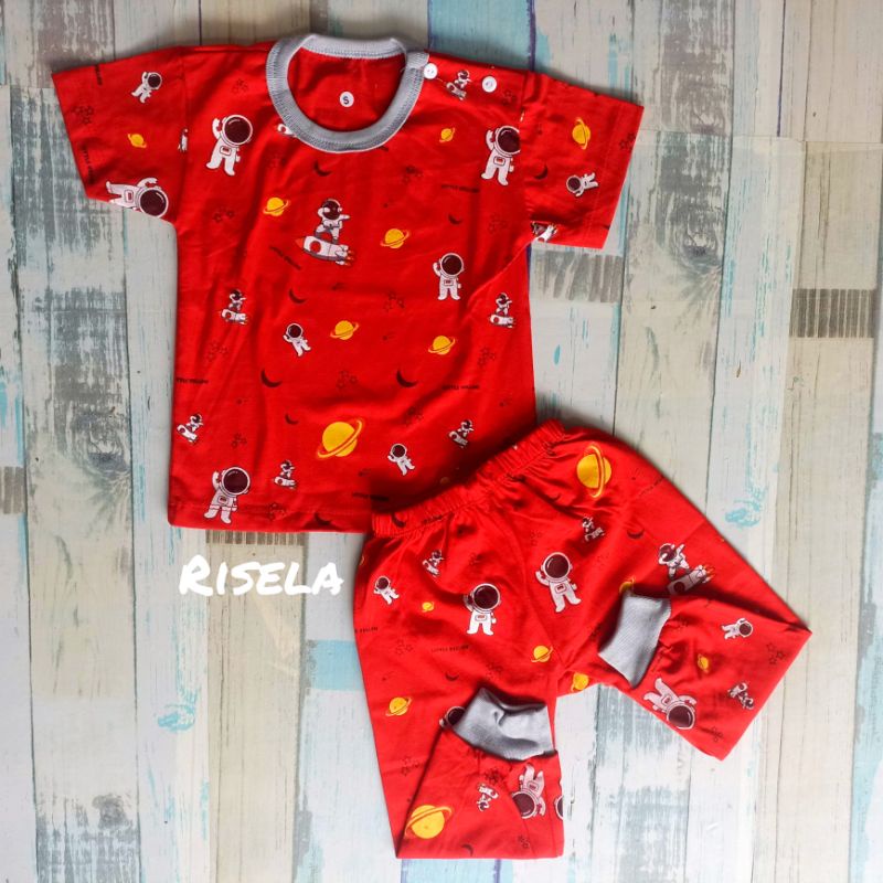 Setelan Baju Bayi Anak 3-48 Bulan Lengan Pendek Motif Astronot Keren