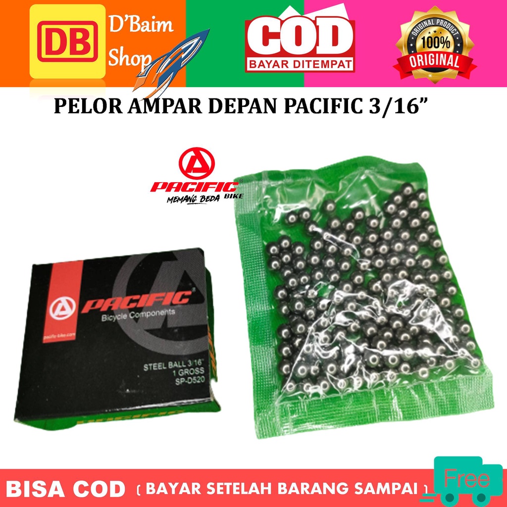 Steel Ball bijian Steel Ball Pelor Ampar Hub Depan Pacific 3/16 Isi 144 buah