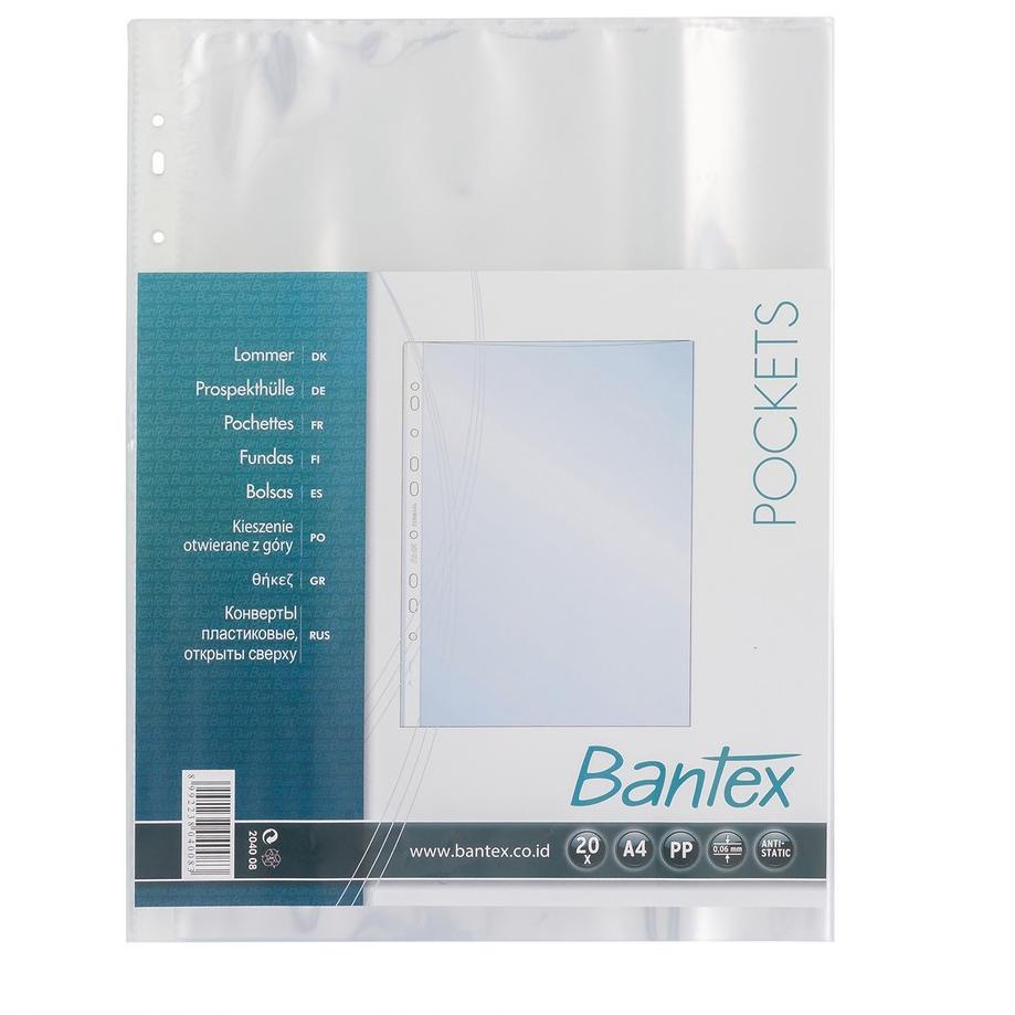 

Best Delivery Bantex Pocket Clear 20 Sheets 0.06mm thickness A 08