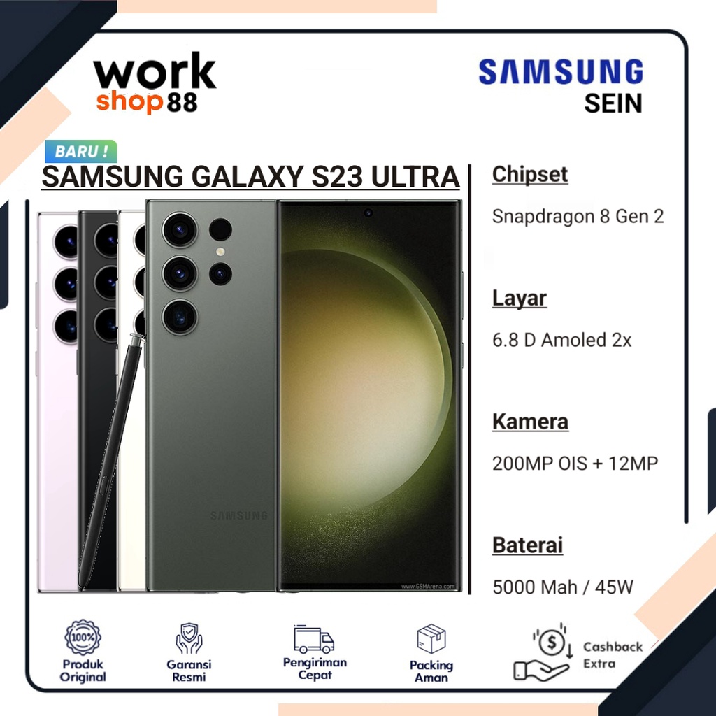 Produk Baru - HP Samsung Galaxy S23 ULTRA | Ram 12GB | Rom 1TB | New Original Garansi Resmi SEIN Nas