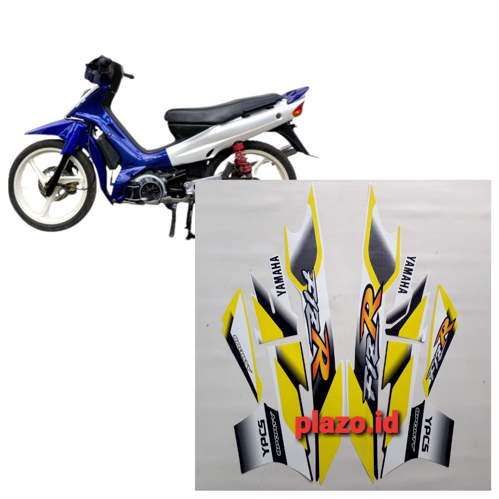 striping stiker lis body motor yamaha f1zr 2000 putih-kuning