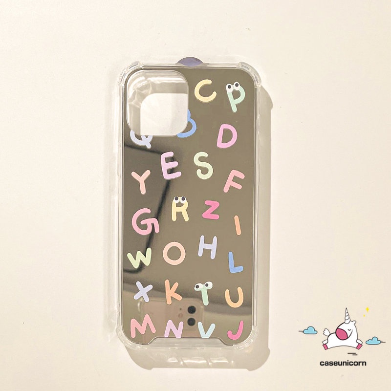 IPHONE Kompatibel Untuk Iphone11 Pro Max7 8 Plus 7plus 8plus 12 13 Pro MAX XR X XS MAX SE 2020 Kartun Lucu Alfabet Make Up Cermin Shockproof Case Soft Cover