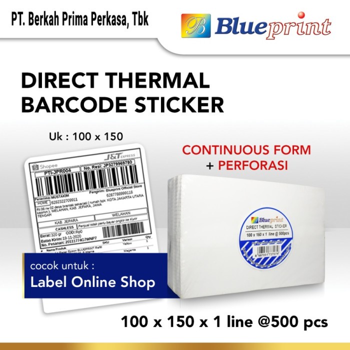 

Terlaris Direct Thermal Sticker Label Online Shop Blueprint 100 X 150Mm 500Pcs