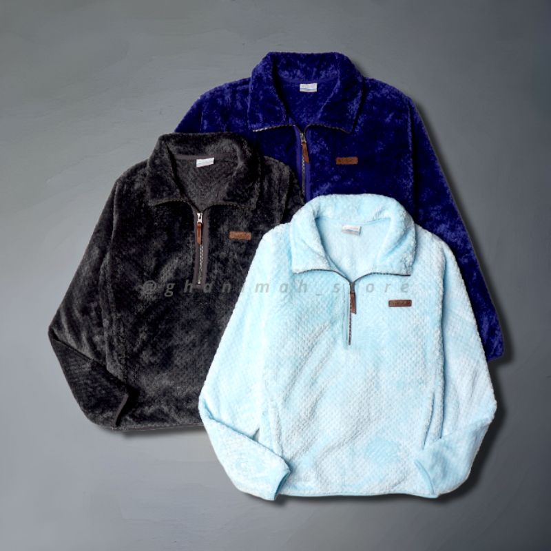 Jaket columbia fire side sherpa half zip original