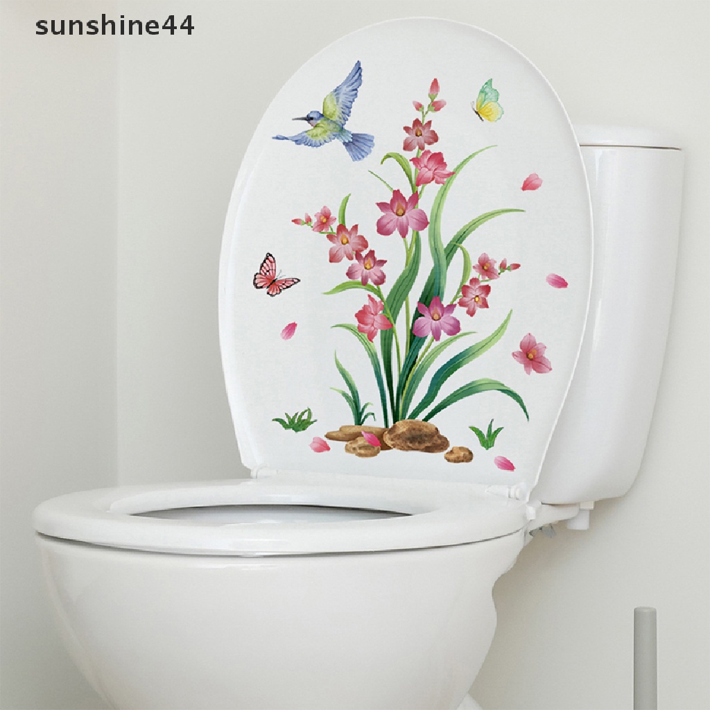 Sunshine Hijau Daun Tanaman Stiker Dinding Kamar Mandi Toilet Dekorasi Ruang Tamu Lemari Dekorasi Rumah Decals Mempercantik Diri Perekat Mural ID