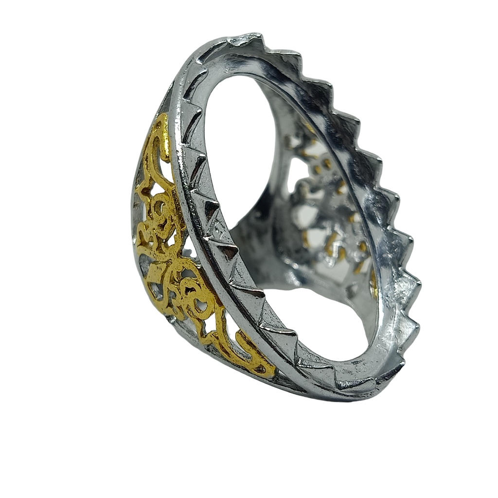 Emban Cangkang Ring Cincin Titanium Kombinasi Jumbo 38x20 - VeE Cincin Pria