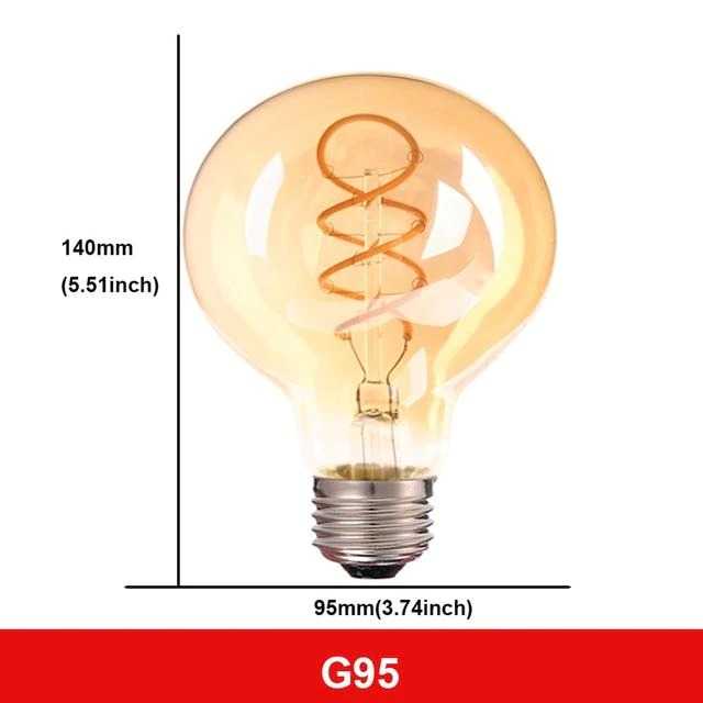 (BISA COD) FTIHSHP Grensk Lampu Pijar Filamen Bohlam Edison E27 Dimmable Warm White 4W - G95