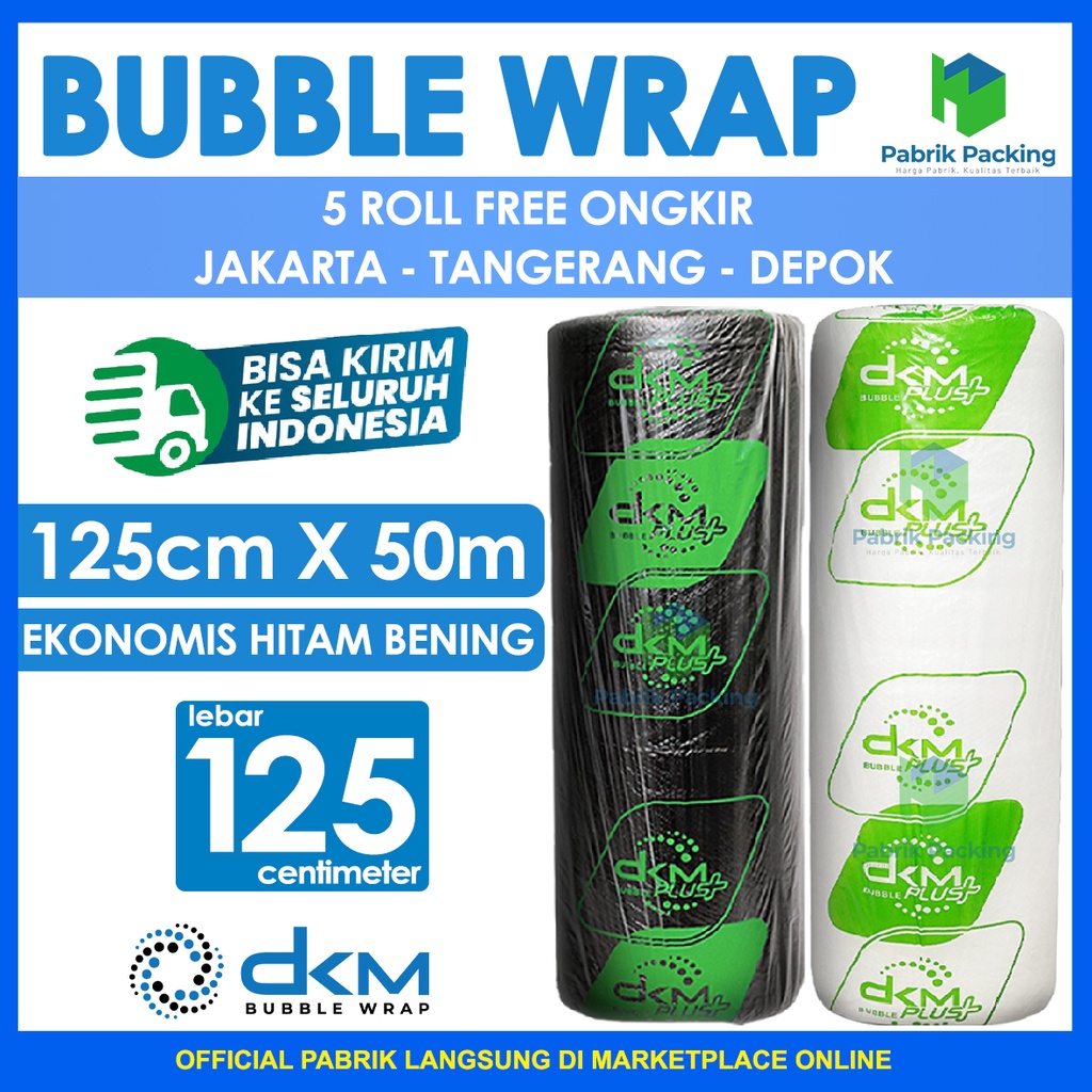 

BUBBLE WRAP ROLL DKM PLUS VARIANT EKONOMIS SIZE 125 CM x 50 M