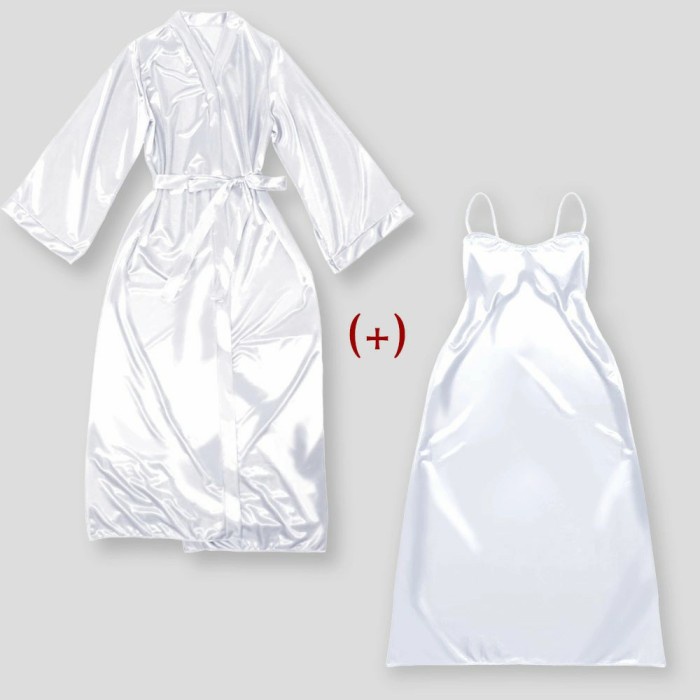 setelan kimono dress Tanktop panjang baju tidur wanita Sexy putih