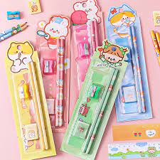 Alat Tulis Set 5 in 1 Stationery Set Pensil Sekolah Karakter Lucu Kartun Souvenir Study Set Pencil Potlot Sekolah