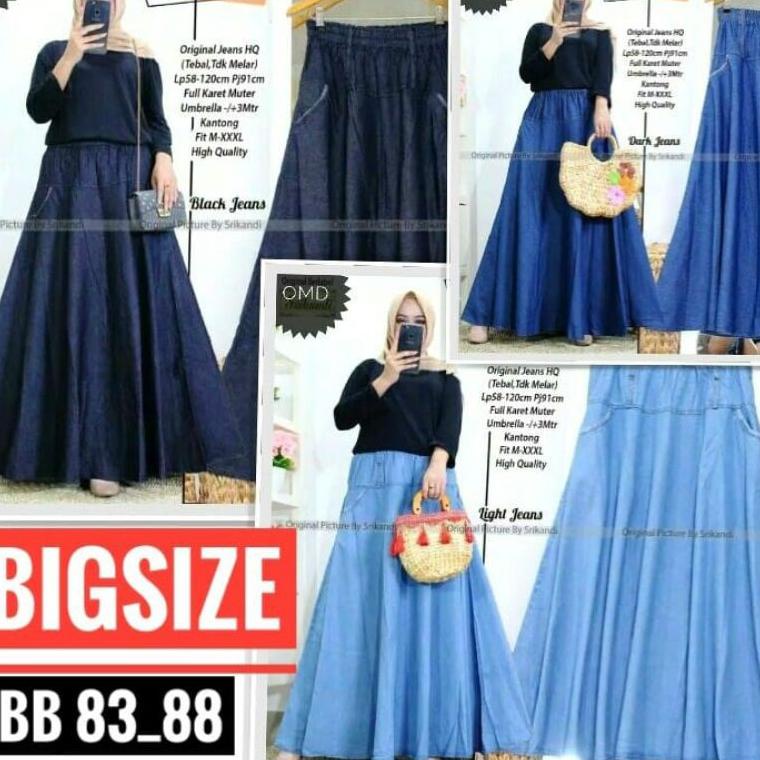 Terlaris ROK PAYUNG JEANS BSIZE/ ROK JEANS / ROK JEANS JUMBO BSIZE