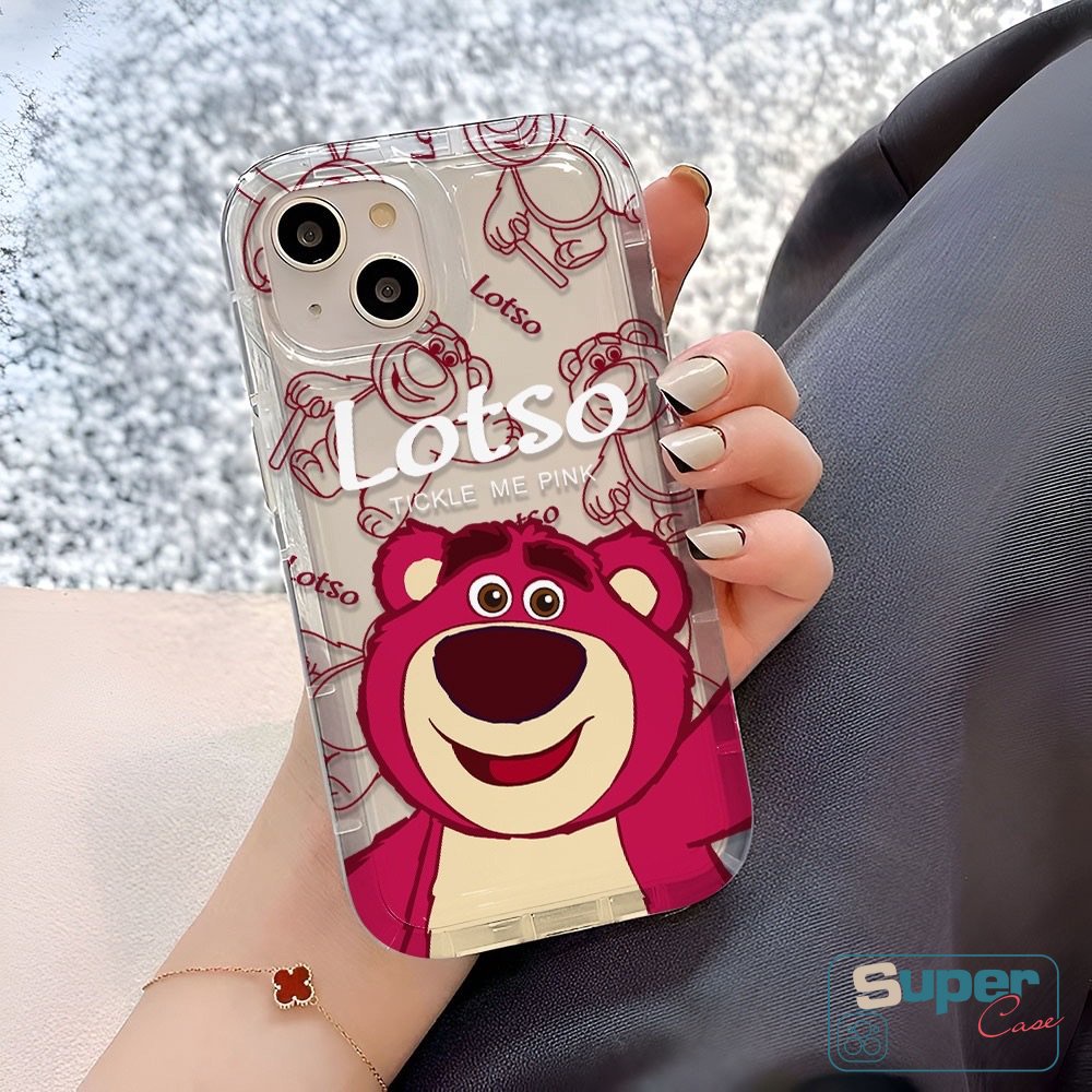 IPHONE Case Manyo Beruang Strawberry Lucu Kompatibel Untuk Iphone7Plus8 Plus XR 11 12 13 14 Pro Max7 8 Plus X XS MAX Pasangan Kartun Lembut Bening Airbag Cover