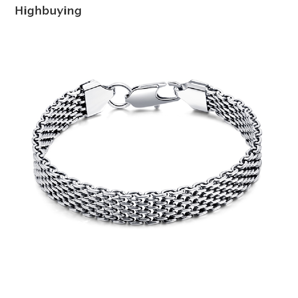 Hbid Vintage Serbaguna Pria Gelang Bangle Hadiah Natal Gelang Stainless Steel Berongga Mesh Baja Titanium Hiasan Tangan Glory