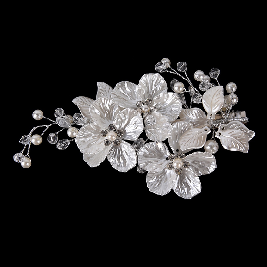 Mornin Bridal Kristal Mutiara Bunga Hair Clip Perhiasan Rambut Pernikahan Aksesori Rambut id