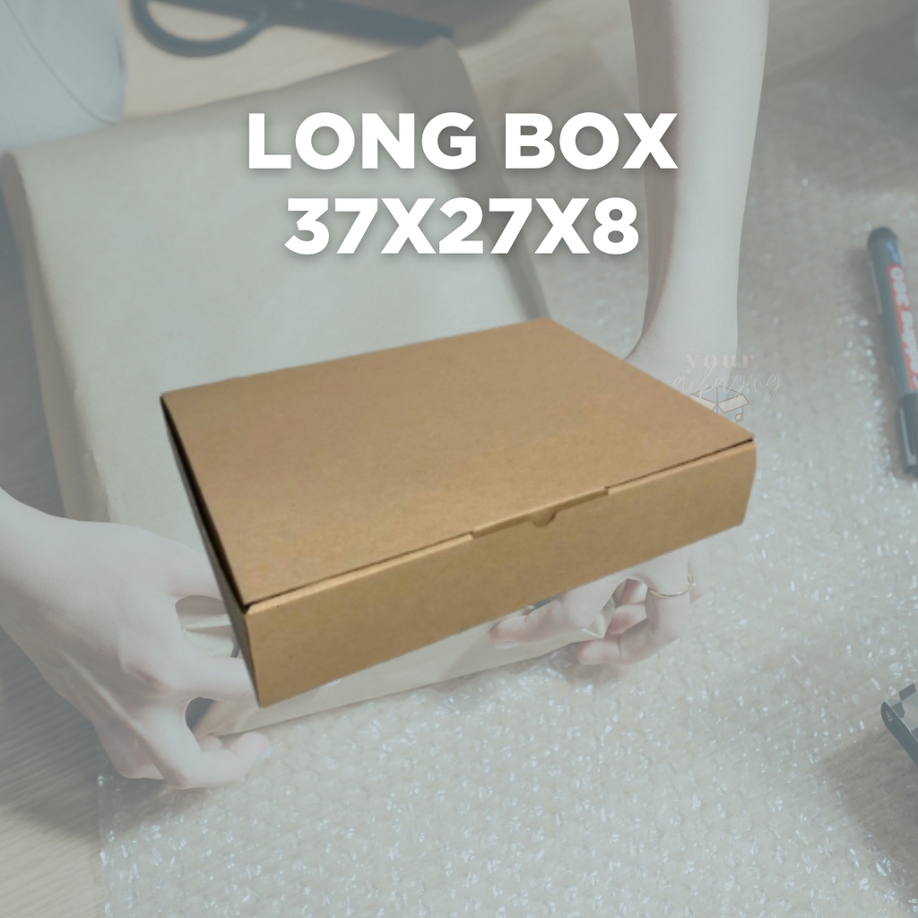 

LONG BOX // KARDUS DIE CUT KARTON COKLAT PACKAGING 37x27x8 / DUS KEMASAN TAS / KARDUS PACKING HAMPERS / DUS PACKING OLSHOP
