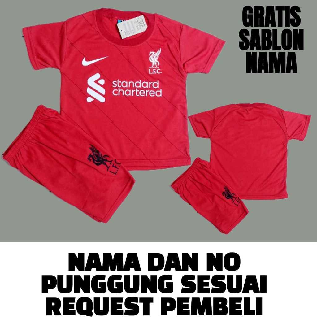 SETELAN BAJU BOLA ANAK LIVERPOOL MERAH USIA 0-13THN
