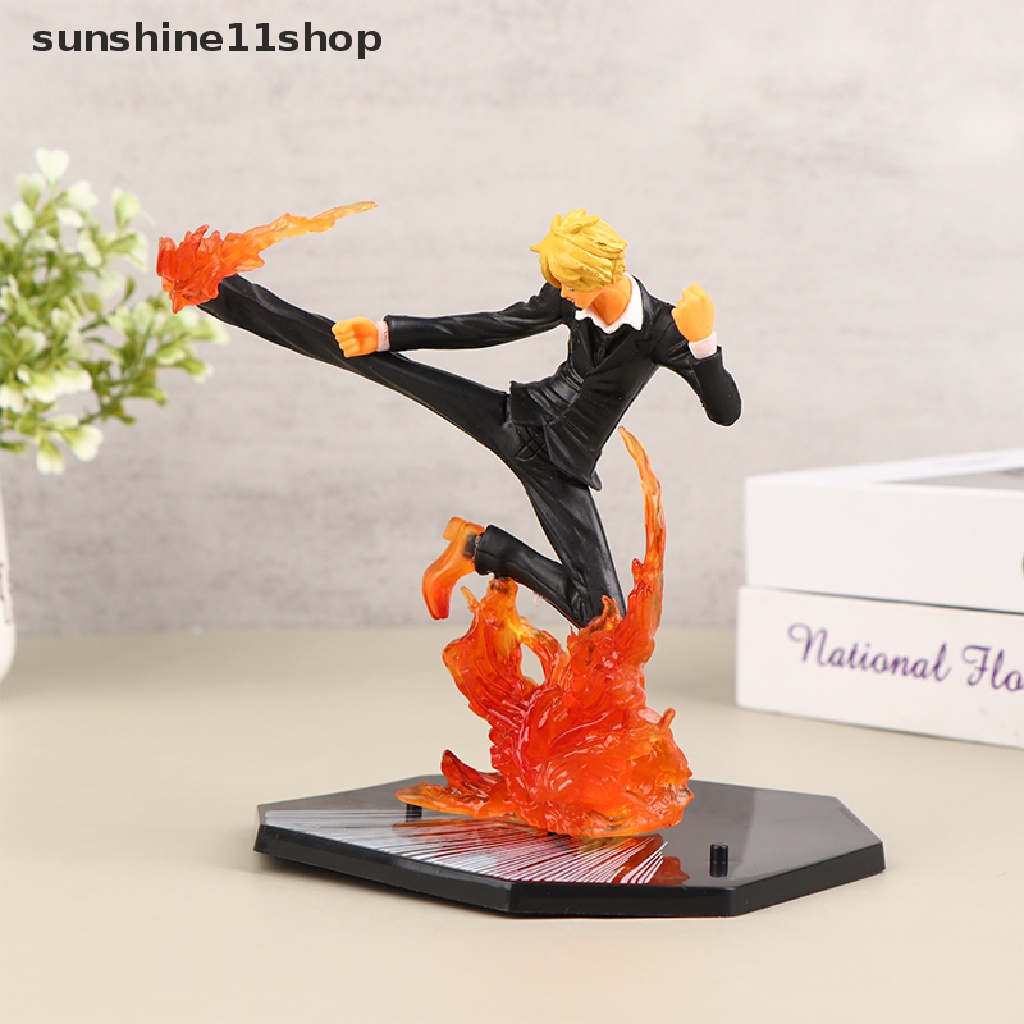 Sho 15 cm Anime One Piece Sanji Patung Hitam Kaki Api Versi Pertempuran Pvc Koleksi Onepiece Action Figure Model Mainan Hadiah N