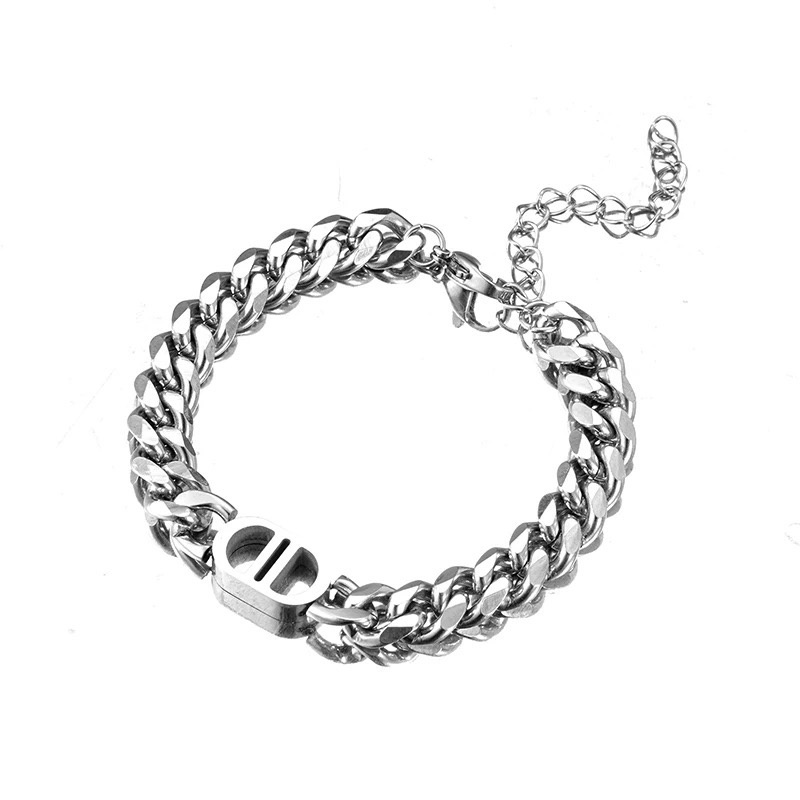 Gelang Couple Korea Hip Hop Double D Titanium Steel Unisex