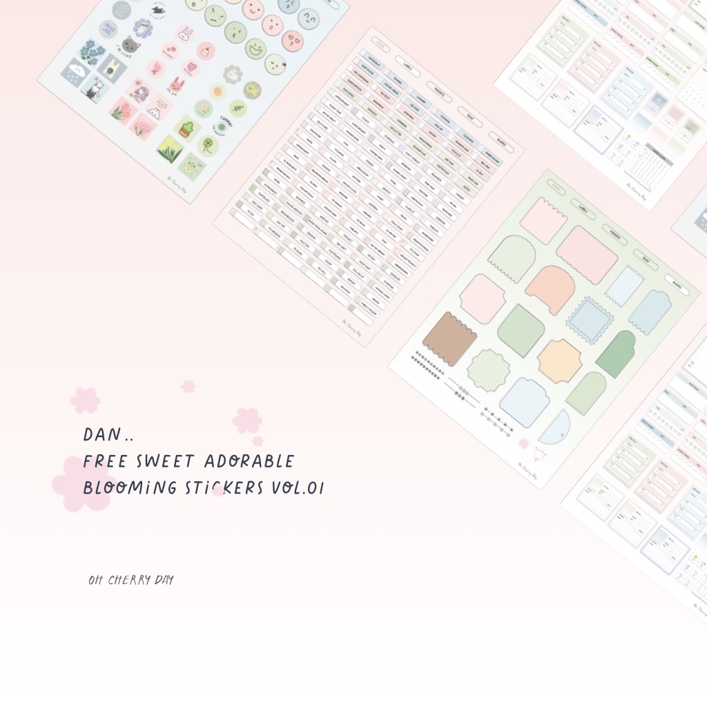 Undated Pink Digital Planner untuk iPad/Tablet Digital Bujo Bullet Journal Notebook Cute Minimalist Digital Stickers - Blooming Blossom