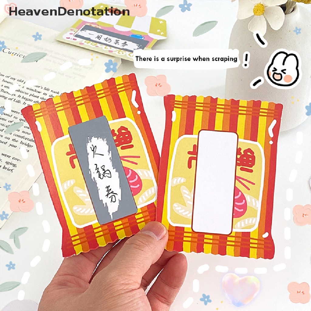 [HeavenDenotation] 1set Kartu Gores Kreatif Tulisan Tangan Kartun Scratch Lucky Reward HDV