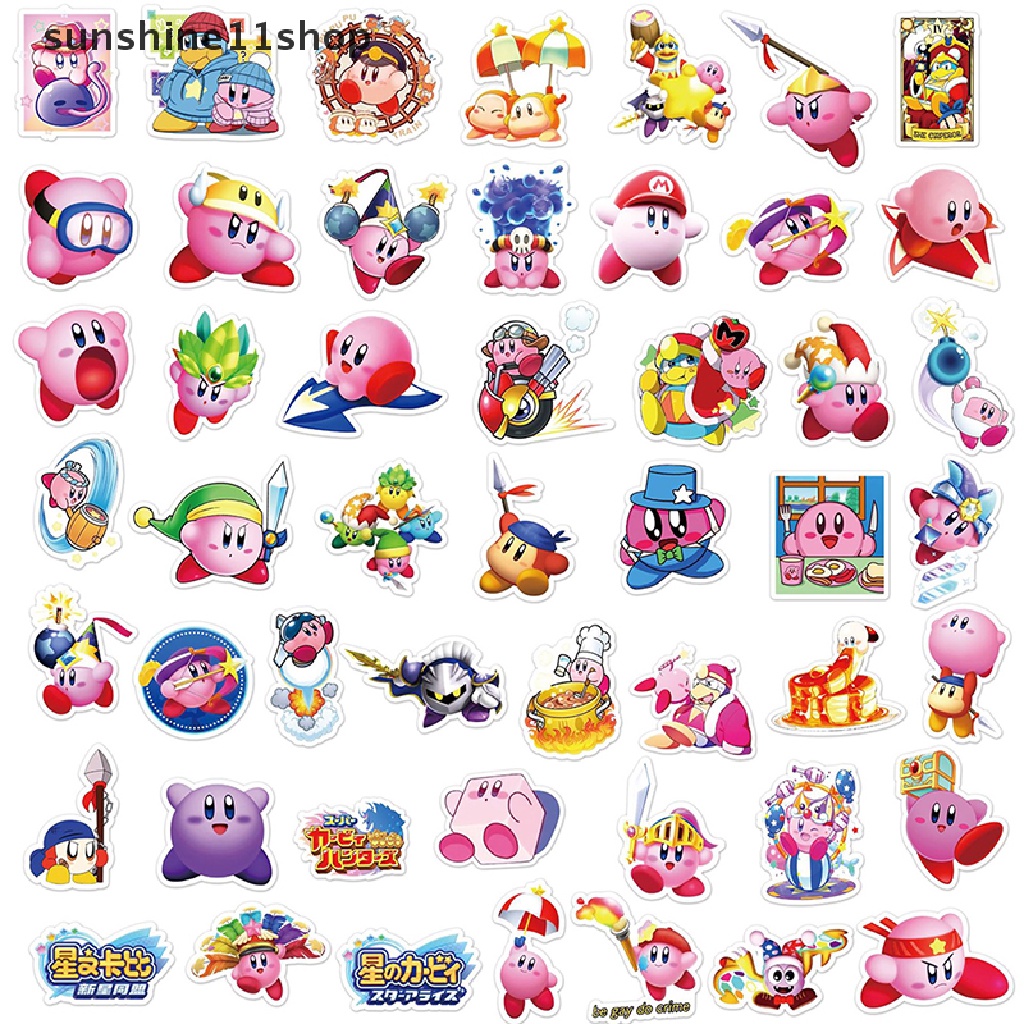 Sho 100Pcs Kartun Kirby Stiker Laptop Gitar Skateboard Tahan Air Decals N