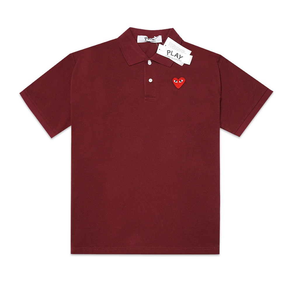 CDG Play Red Heart Polo Shirt Maroon