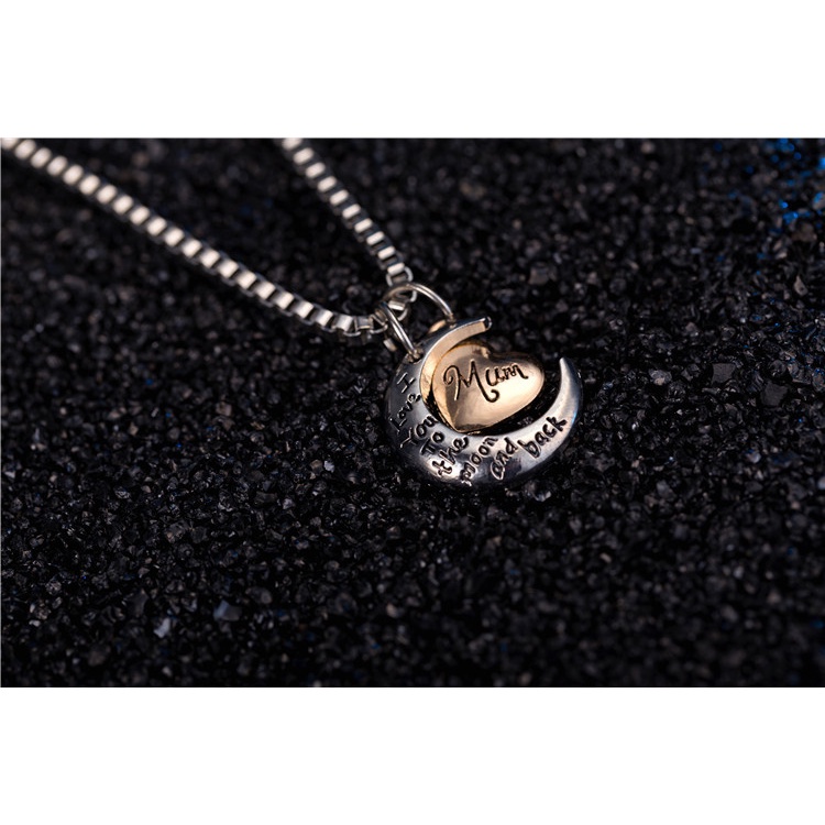 Love you, go to the moon and back. | Kalung Dengan Liontin I Love You Mother Bahan Stainless steel Untuk Pria Dan Wanita