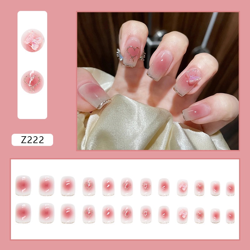 Divine 24 Pcs Kuku Palsu Dan Lem Fake Nail Art 3d Kuku Palsu Tahan Air 24 Pcs Kotak Free Lem