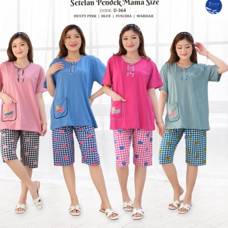RECOMENDED TERMURAH Baju Tidur Babydoll Piyama FOREVER Sweet Concept ¾ 3/4 Celana Pendek Selutut Mam