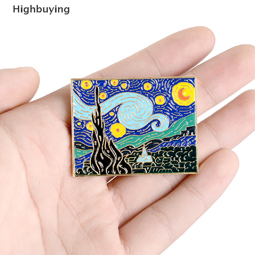 Hbid Van Gogh's Masterpiece Paings Starry Sky Bros Romantis Pin Perhiasan Glory