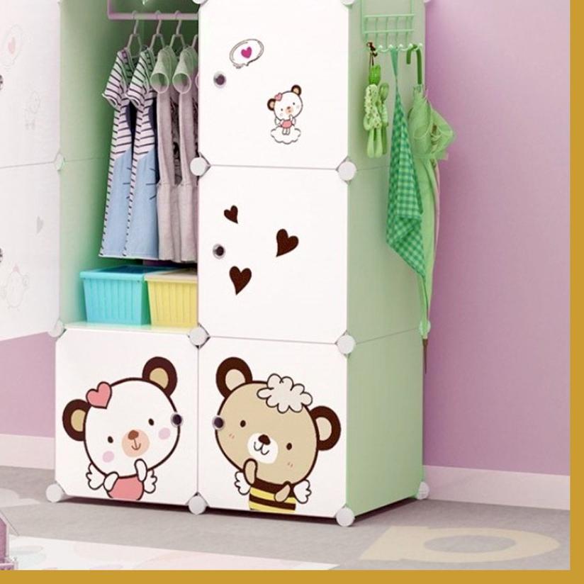 ➵ Lemari Plastik Portable 6 Pintu Lemari Karakter Lemari Pakaian Multifungsi  ❀