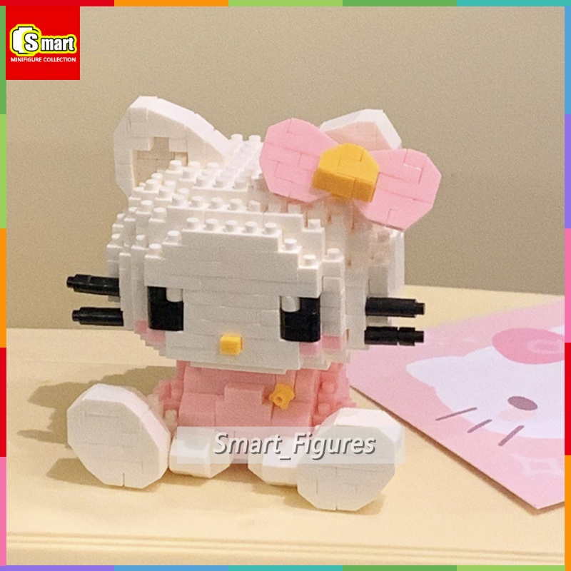 Mainan Hello Kitty Sanrio Kuromi My Melody Kitty Putih Hadiah Anak Perempuan Series Ulang Tahun Kekinian Partikel Kecil Blok Bangunan