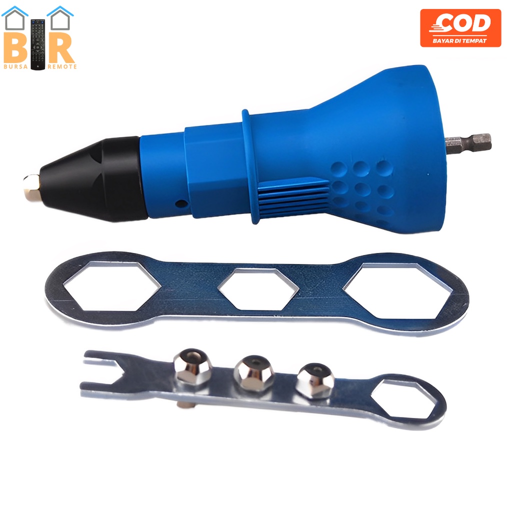 Rivet Gun Adapter Konverter Bor Paku Tang Ripet Biru Riverter Adaptor Alat Penyambung Sambungan Pasang Baut