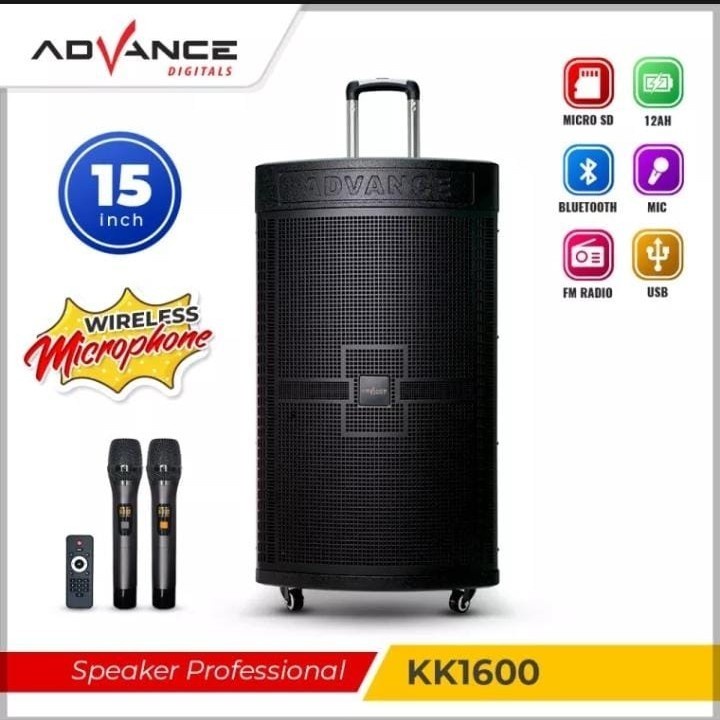 Speaker Portable Profesional Advance KK1600 KK-1600 15&quot; 2Mic / Speaker Meeting / Speaker Besar / Speaker Acara