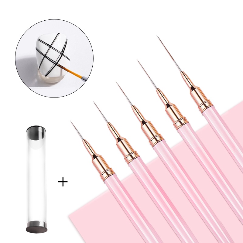 French Stripe Nail Art Liner Brush Tips Ultra-Tipis Garis DIY Menggambar Garis Garis Bunga Lukisan Pena UV Gel Brush Nail Tools 1 Pc
