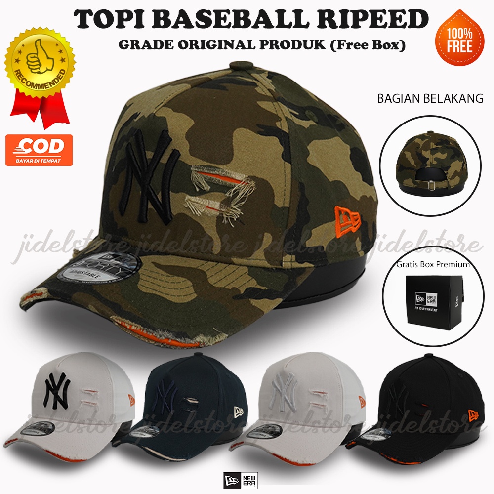 Topi Bisbol Cap Loreng Camo, Biru Hitam Putih Pria Dewasa Ori Distro Murah Premium 100% Laki Wanita 