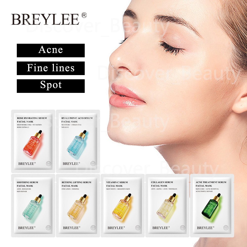 BREYLEE Sheet Mask Vitamin C Collagen Facial Serum Whitening and Acne Remover