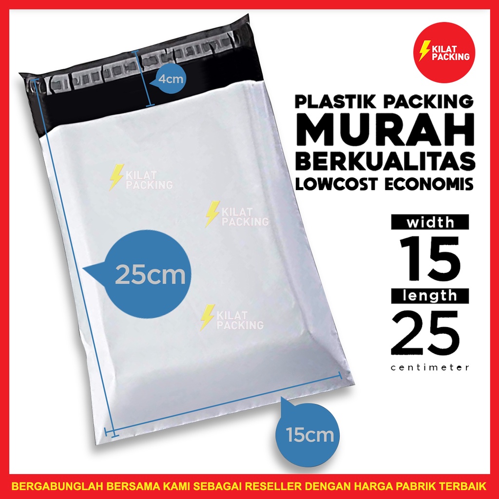 

Polymailer Low Cost Amplop Packaging Olshop Ekonomis Putih 15x25cm