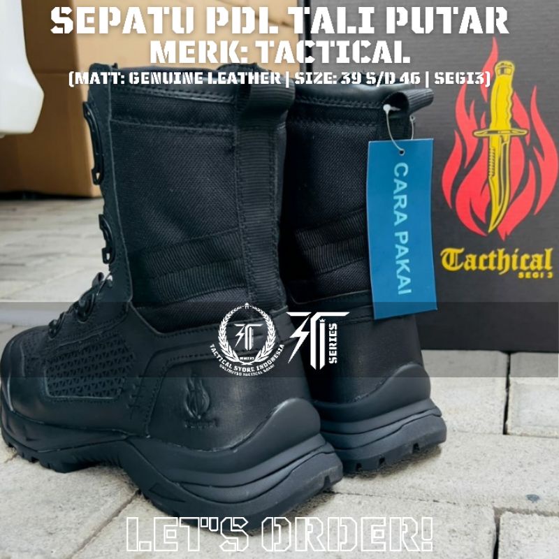 Sepatu PDL Tali Putar Merk Tactical / Tacthical - Libra / Jaring / Segi 3