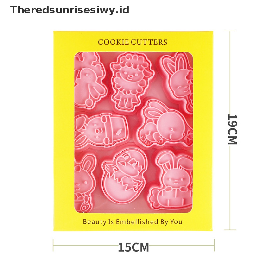 # Baju Lebaran # 8pcs/set Cetakan Kue Kering Plastik Paskah Rabbit Egg Biskuit Bunny Mold Alat Baking~