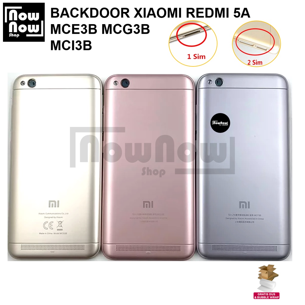 Backdoor Tutup Belakang Baterai Xiaomi Redmi 5A MCE3B MCG3B MCI3B Single SIM Dual SIM Backcover Back Casing Housing Cover Belakang Back Case Panel Replacement