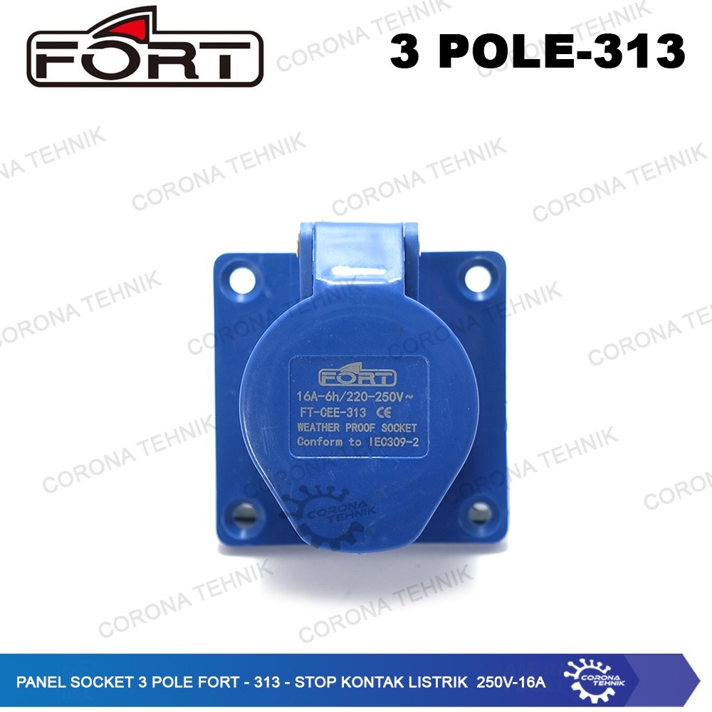 FORT - 313 - Stop Kontak Listrik 250V - 16A Panel Socket 3 Pole