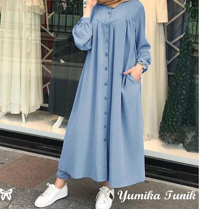 ☏ Kemeja Tunik JUMBO Panjang YUMIKA XL, XXL, 3XL Katun Chembre Good Quality ➢