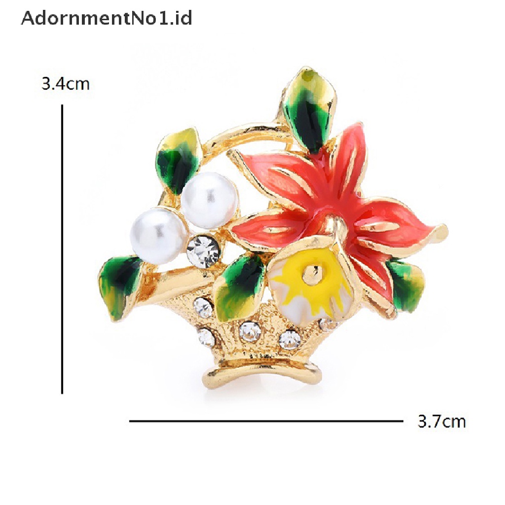 [AdornmentNo1] Bros Keranjang Bunga Mutiara Berlian Imitasi Fashion Untuk Wanita Overcoat Jewelry Pin Accessries [ID]