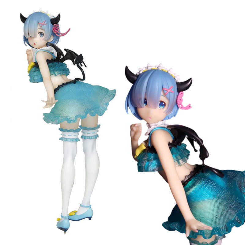 22cm Little Devil Rem Anime Figure RE: Zero-Starting Life in Another World Sexy Model Bengkok Over Mainan Anak PVC Hadiah Boneka