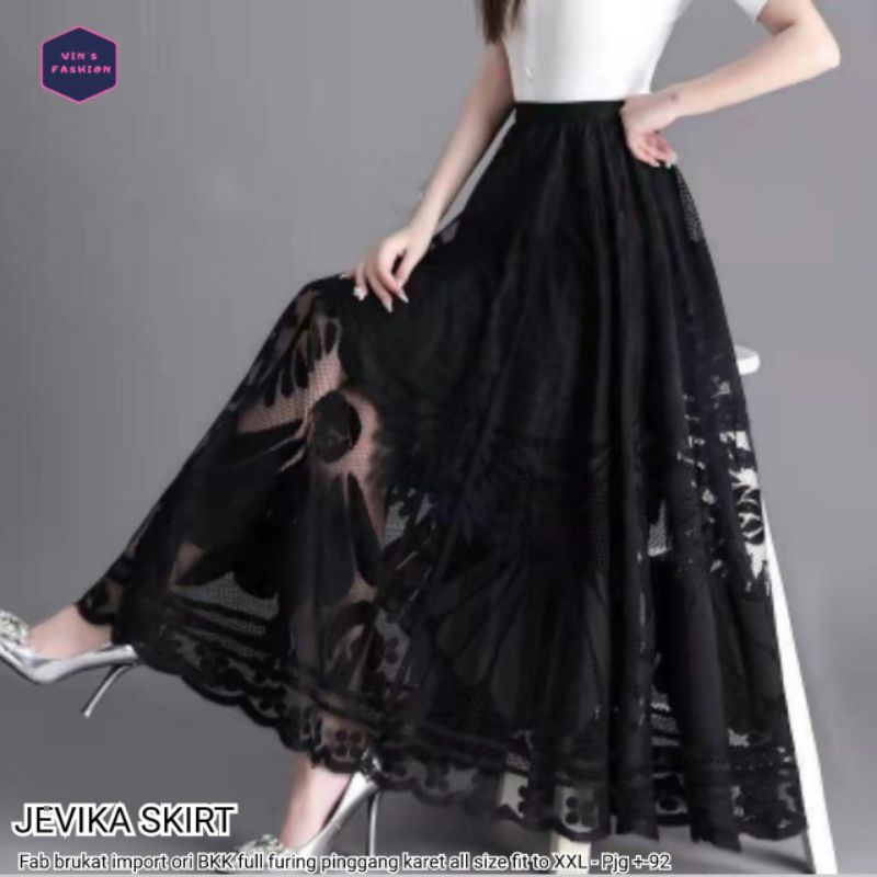 jevika skirt korea ori alfashion fatiha skirt brukat kombinasi rok panjang brukat premium rok wanita