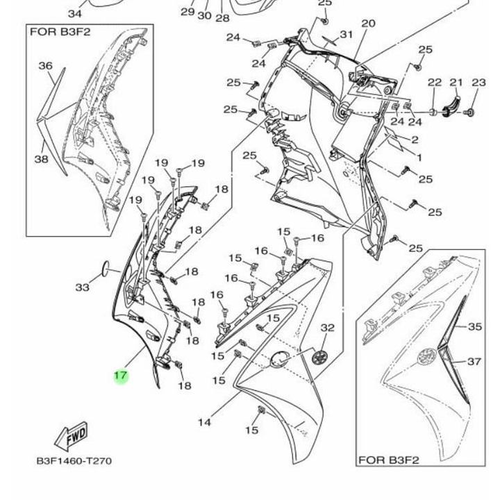 COVER BODY COWLING SAYAP KANAN LEXI ABU ABU ASLI ORI YAMAHA B3F F8312 00 P2